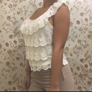 White Layered Lace Blouse
